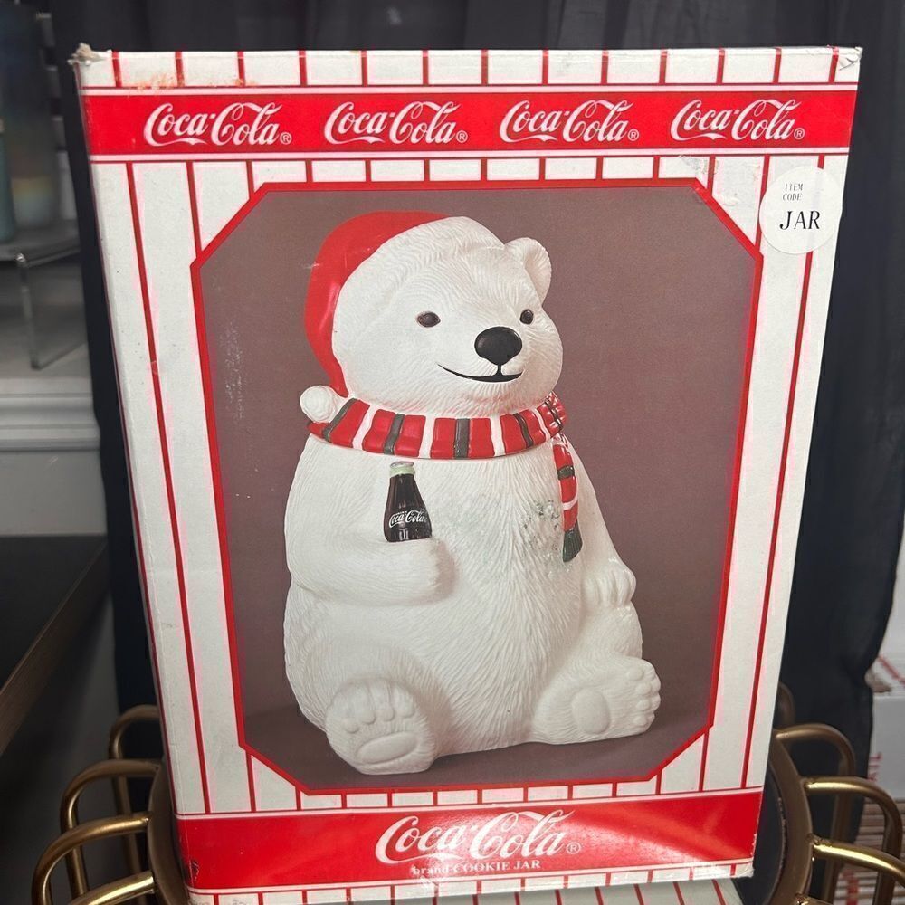 Vintage Coca Cola Polar Bear Cookie Jar Flawed